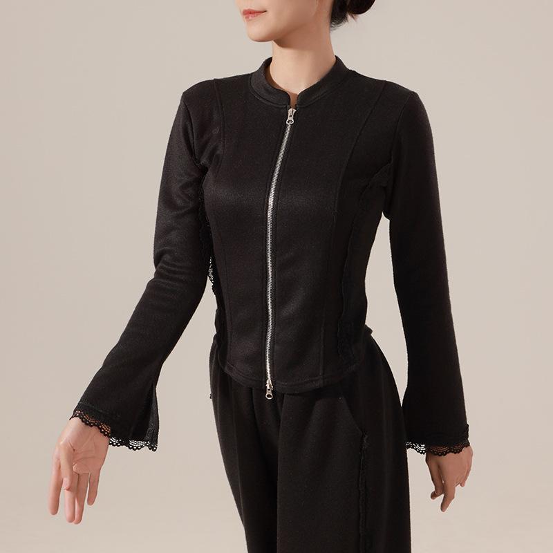 

Женский костюм для современного танца: Кардиган на молнии с круглым вырезом и брюки облегающего кроя Large