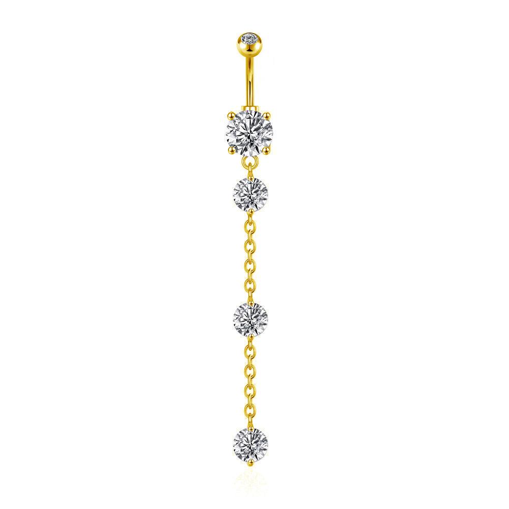 European & American Copper Zircon Floral Belly Button Ring