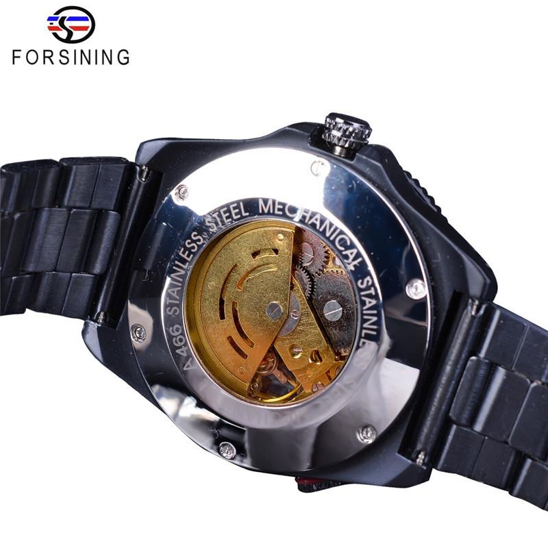 Forsining Men Fashion Hollow Luminous Waterproof Skull Mechanical Watch