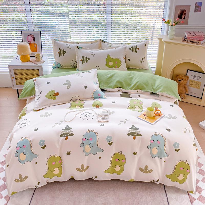 Pure Cotton Four-piece Set Thick Brushed Small Fresh Cotton Bed Sheet Quilt Cover Bed Sheet Dormitory Three-piece Set