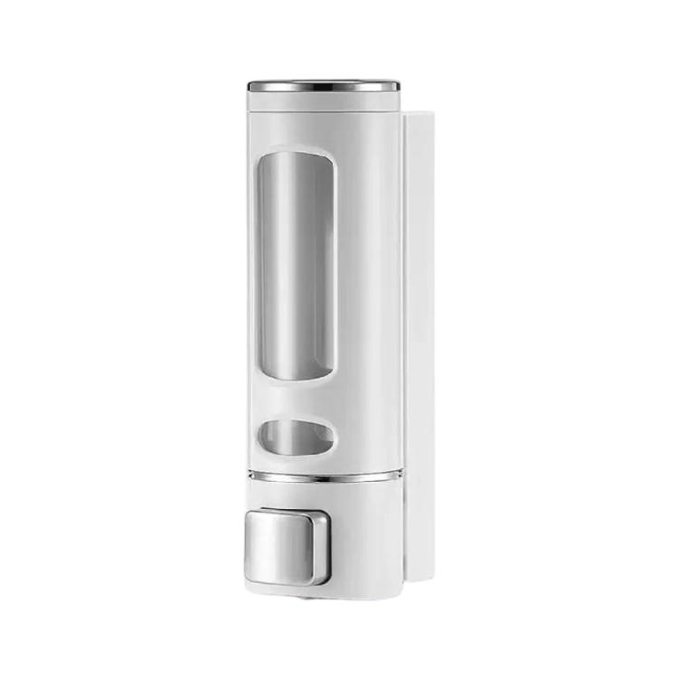 

Wall Mount Shampoo Pump Dispenser Manual Press ABS Bathroom Organizer For Compact Space No Drilling Required білий
