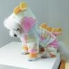 Warm Pet Dinosaur Costume Colorful Style Flannel Dog Hoodie  Outdoor Activities