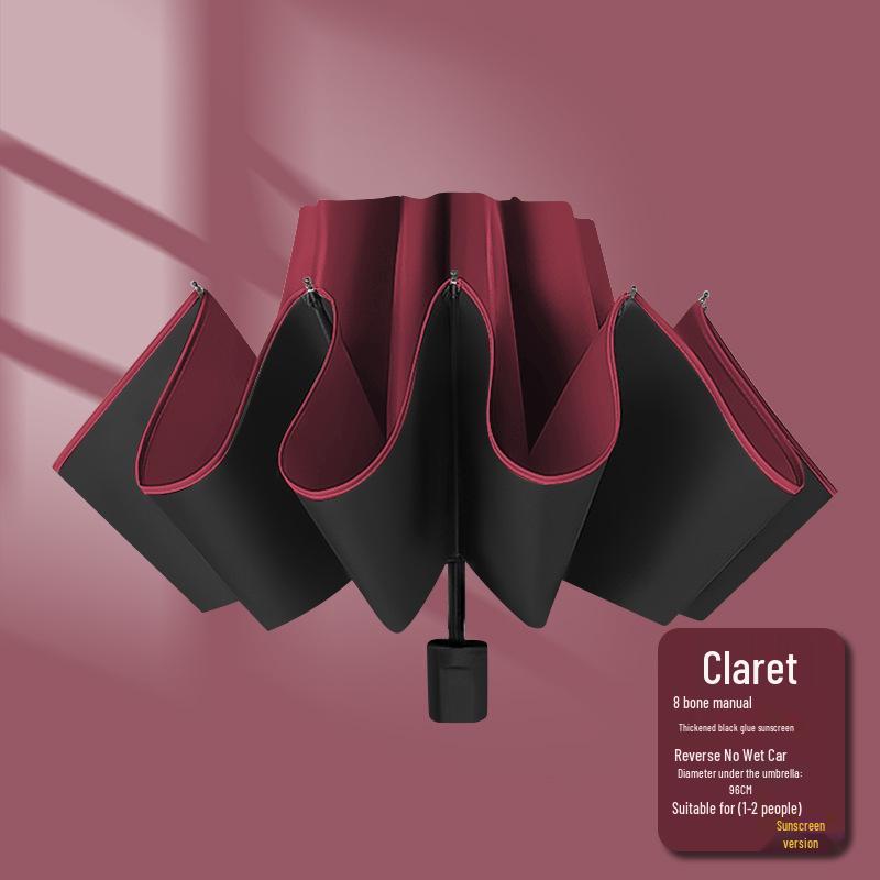 

Премиальный черный складной зонт - Очень большой, Двойного назначения для солнца и дождя, Трехсекционный дизайн