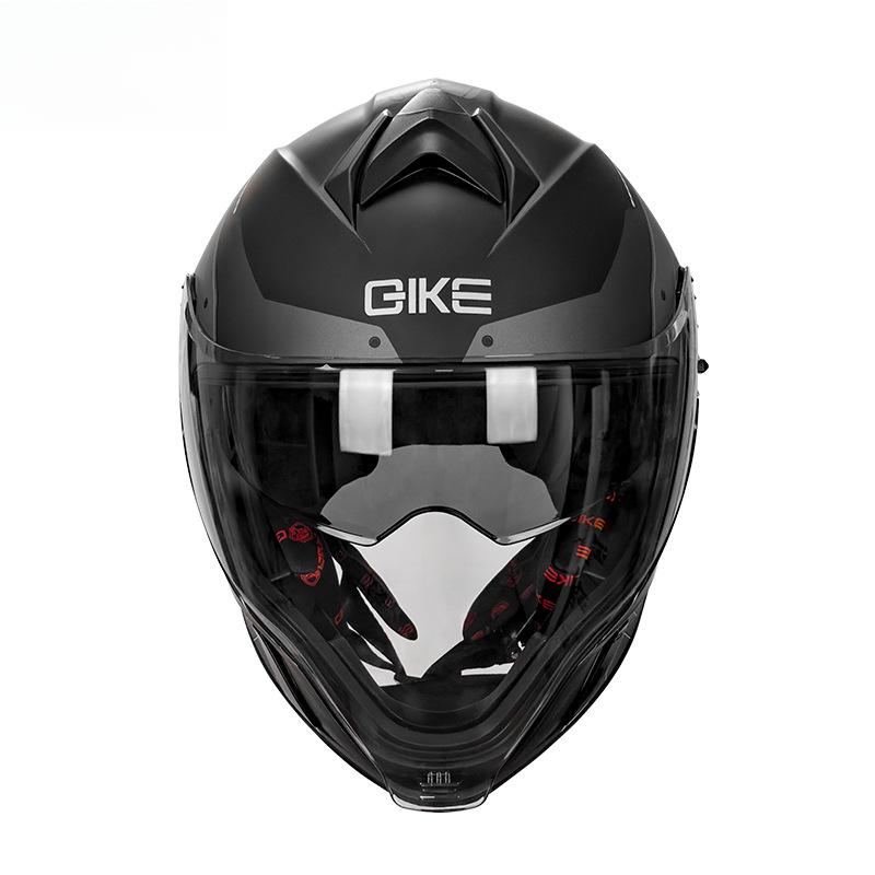 Qike Locomotive Helmet Men and Women Double Lenses Big Tail 3C Motorcycle Riding Winter Cool Personalized Safety Full Helmet