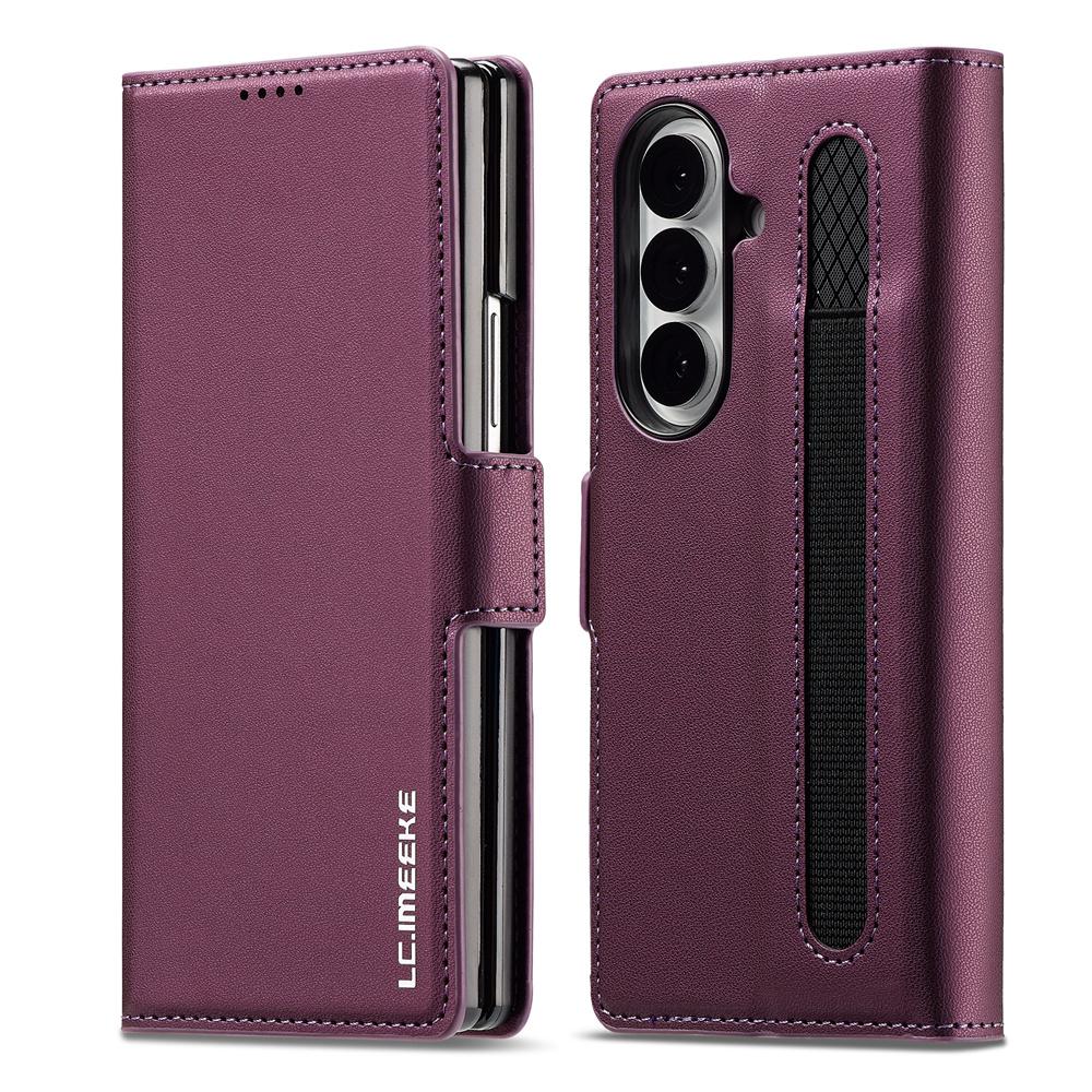 Wallet PU Leather Phone Case with Pen Slot Card Holder For Samsung Galaxy Z Fold 7 6 5 4 3 Fold7 Fold6 Fold5 Fold4 Fold3 5G