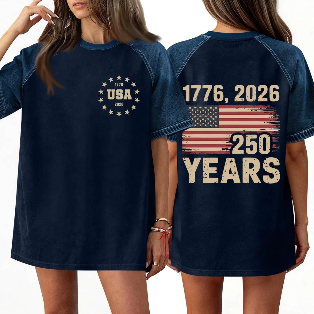 Denim Patchwork Shirts For Women Stand Collar Casual Blouse Short Sleeve Comfy Tshirt Spring Summer Fashion