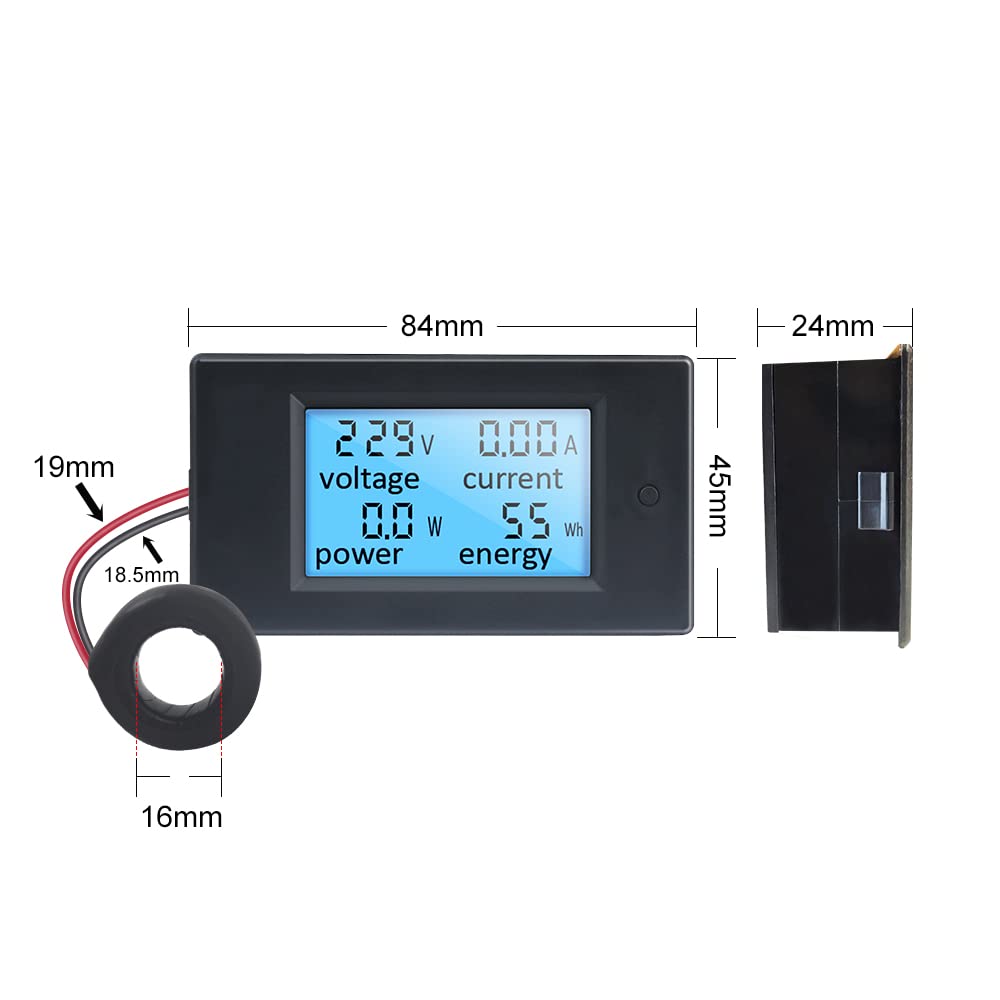 Voltmetru multifuncțional AC Monitor de putere de energie AC 80-260/100A Volt Amperi putere Voltmetru Ampermetru