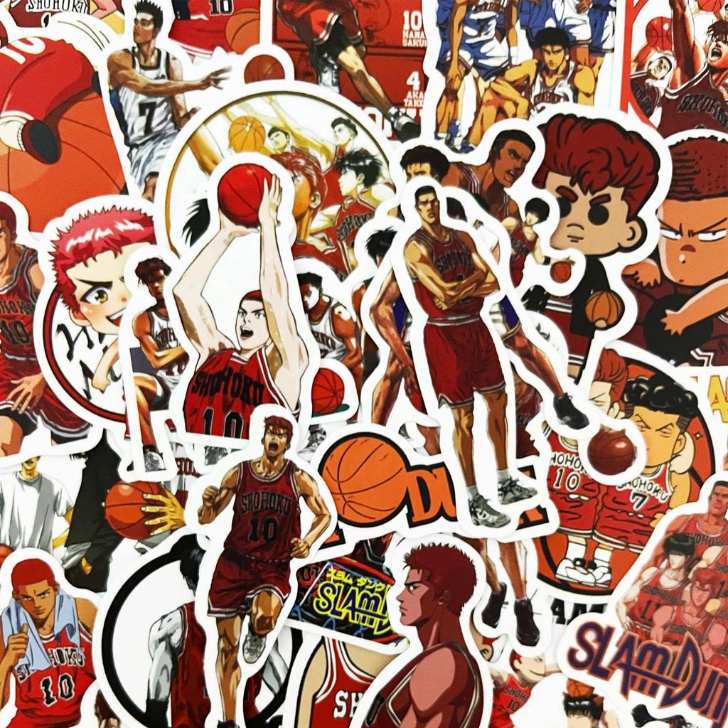 Slam Dunk Sticker Waterproof and Stylish Computer Slam Dunk Anime Stickers for DIY Water Travel Birthday Gifts 50-Piece Set, Stickers, Suitcases,