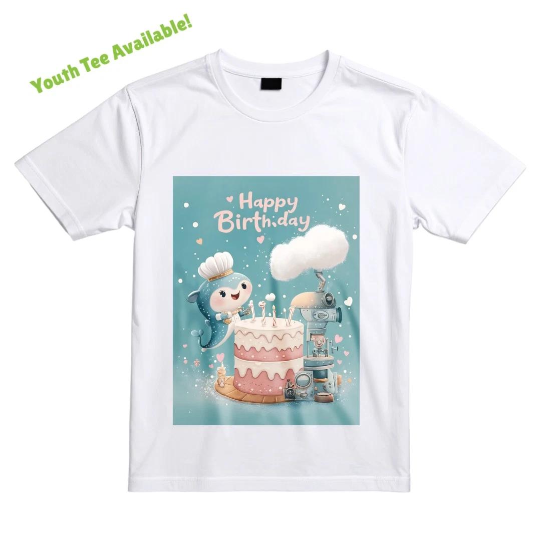 Cute Little Shark Birthday Children s Tee Cartoon Kids Short-sleeve Top Unisex 100
