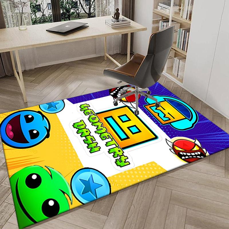 Geometry Dash: Tanze zum Beat Teppich für den Boden, Büroteppich, Stuhlmatte, Dekorations Teppich Wohnzimmer Schlafzimmer Matte, Große Größe Fan Geschenke Weihnachtsgeschenke