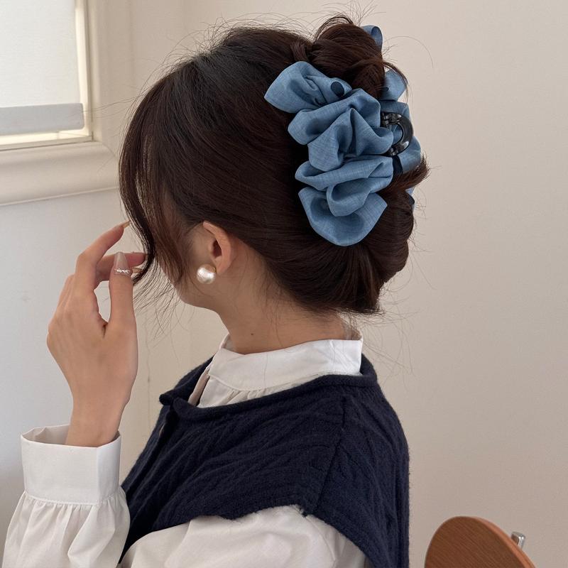 Retro Pleats Hair Clip For Women Solid Color Hairpins Ponytail Holder Claw Headwear  Hair Accessories