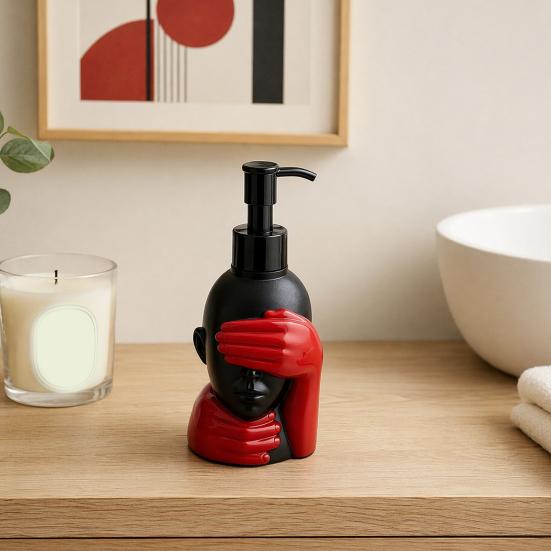 200ml Dispensing Bottle, Smooth Foaming Artistic Black Red Design Soap Bottle, Large Capacity Soap Dispenser for Bathroom Decor