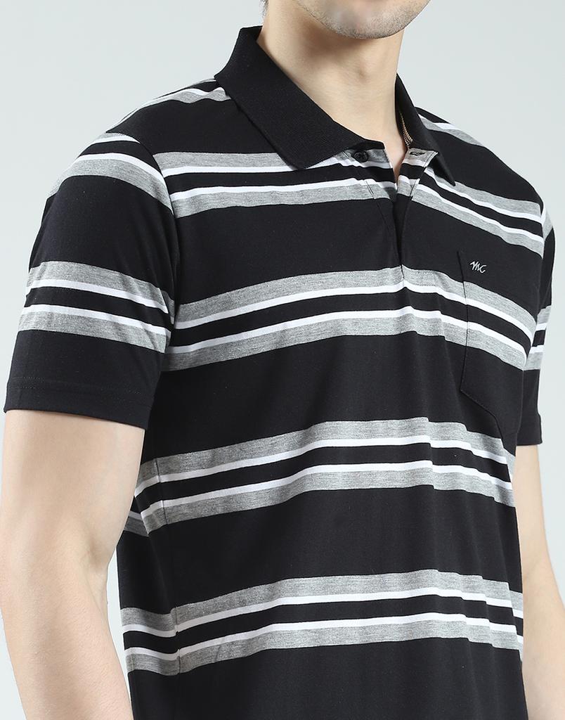 MONTE CARLO Men's Regular Fit Striped Half Sleeve Polo T-Shirt