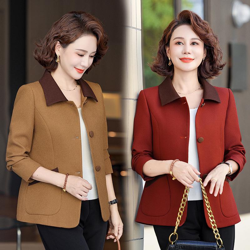Women's Fashionable Spring & Autumn Cardigan - Short Style for Middle-Aged & Elderly Women