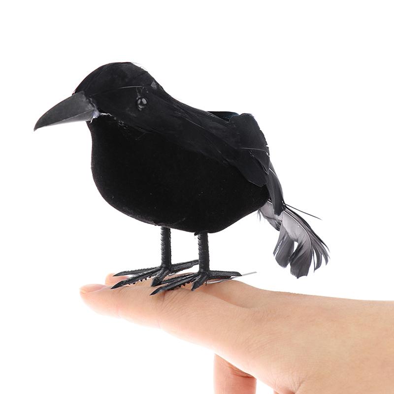 Halloween Corvo Nero Puntelli Realistico Corvo Spettrale Piumato Corvi Decorazione Casa