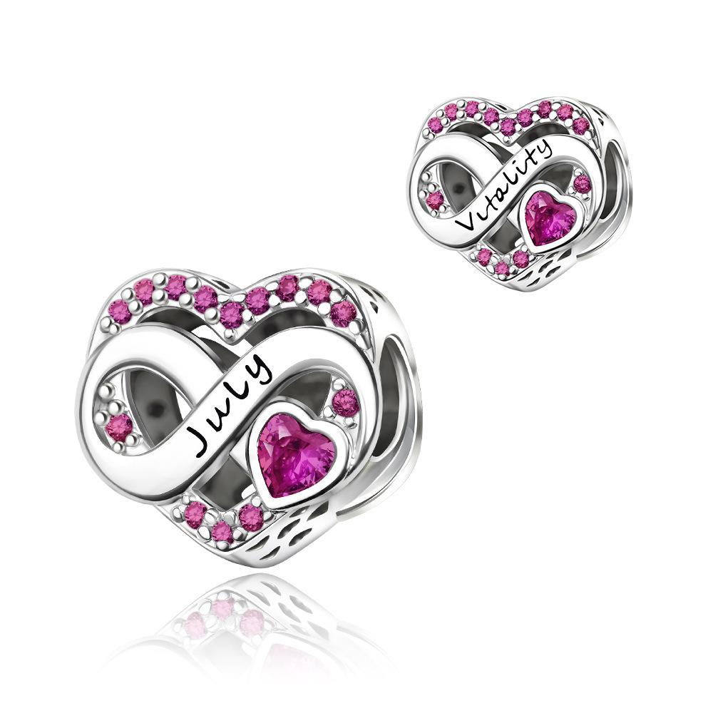 S925 Silver Zodiac Birthstone Fashion Heart Month DIY Beaded Jewelry Making Kit Accessories Set