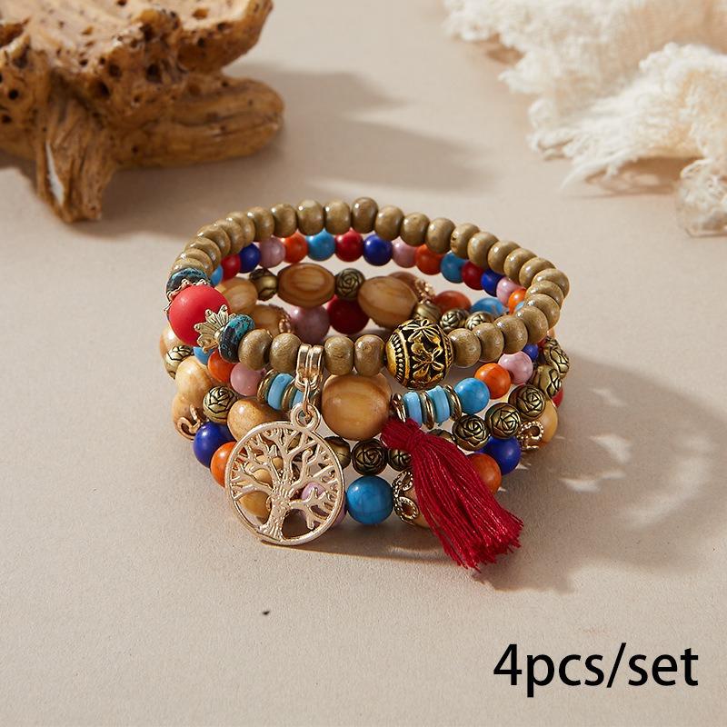 Bohemian bracelet creative tassel multi-layer beaded bracelet