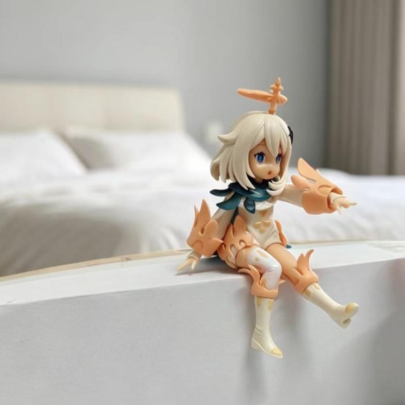 Genshin Impact Paimon Mini Figure Cute Anime Game Character Doll Ornament Sitting Statue Desk Decor Collectible Gift for Fans
