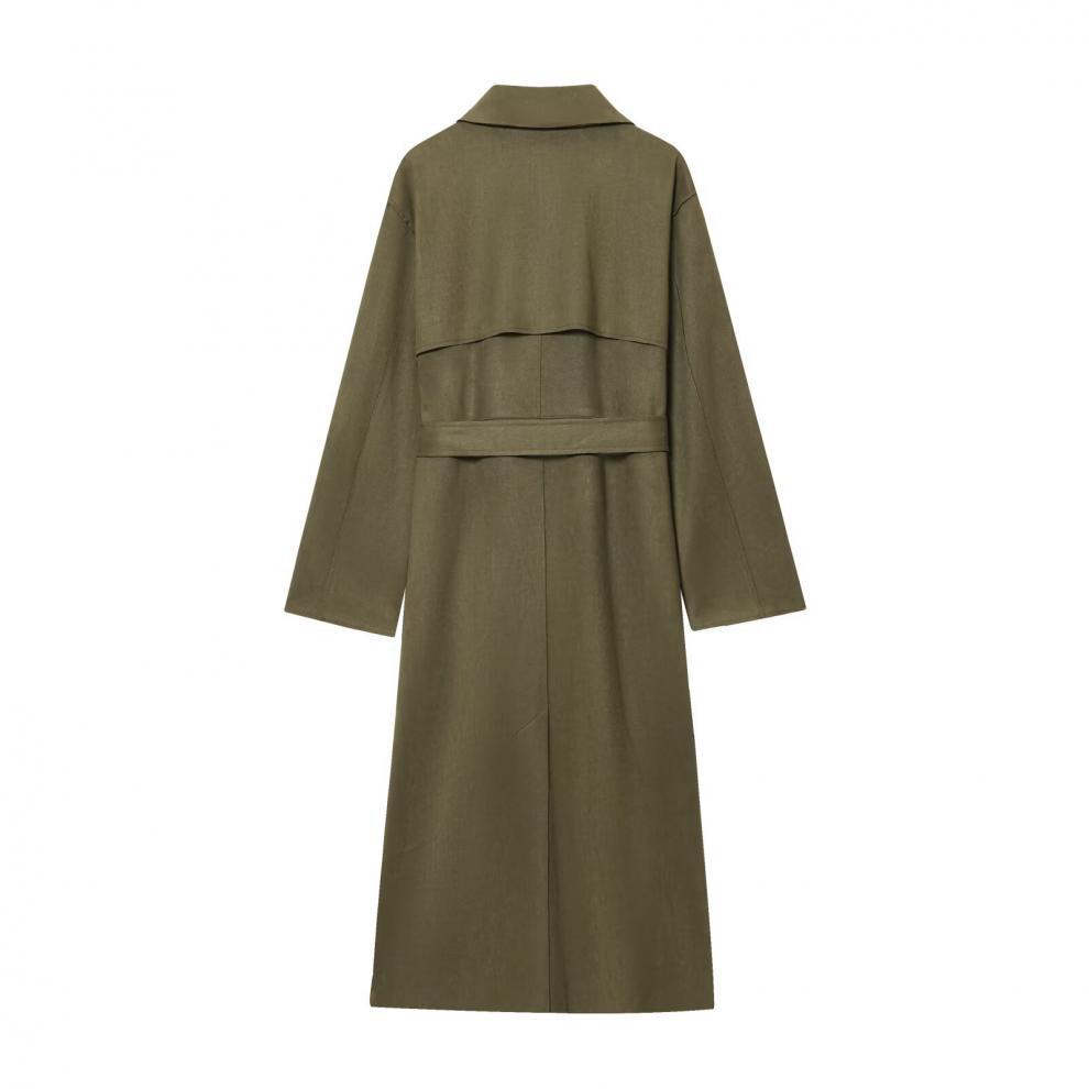 European and American Style, New Women's Clothing, Fashionable, Versatile, Cross-border Anti-velvet Leather Effect Long Trench Coat