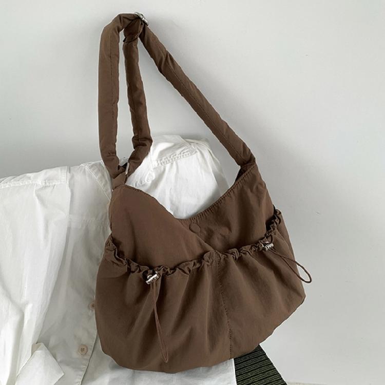 Crossbody Bag Ruched Large Capacity Nylon Bag for Women Versatile Trendy Bag