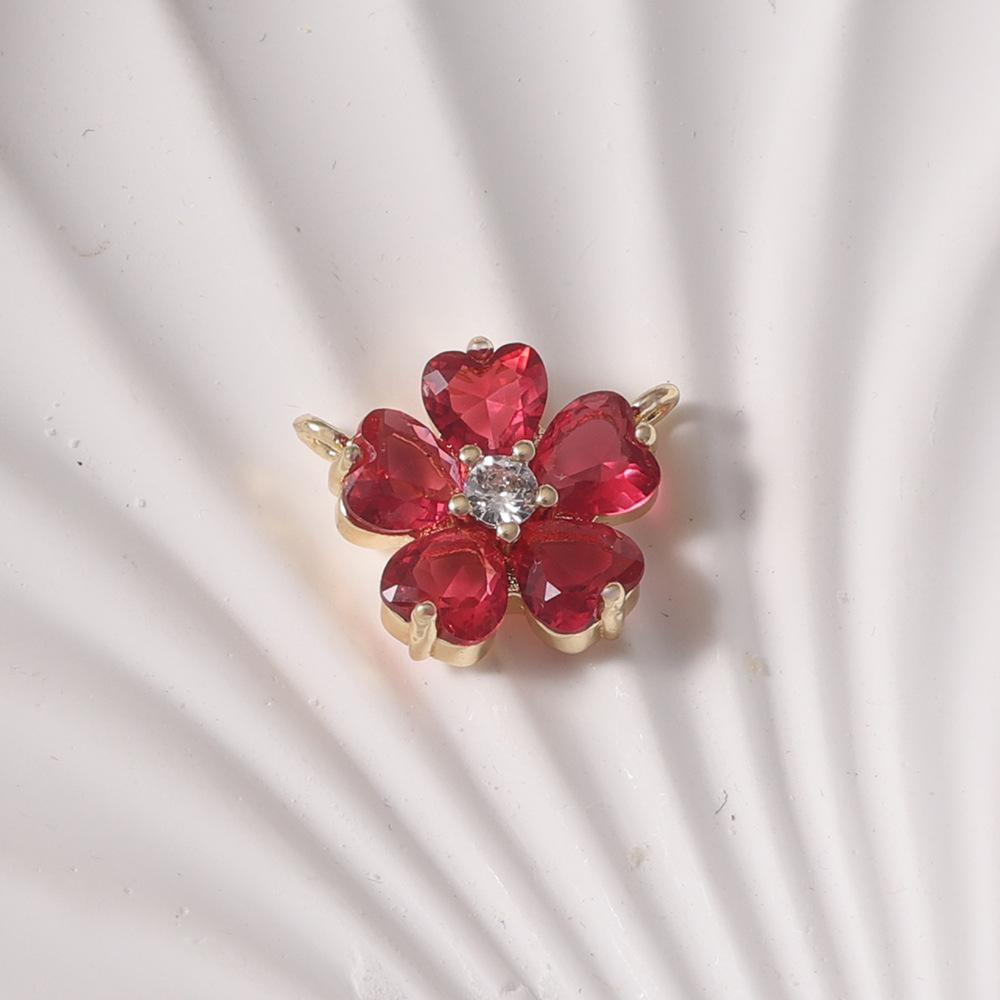 Exquisite Gold Five-Petal Rhinestone Flower Jewelry Connectors for Necklaces & Bracelets