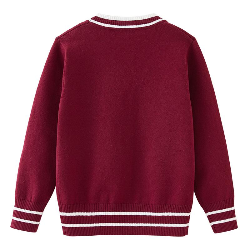 Parent-child Outfit Contrast Color Pockets Medium and Large Children's Knitted Cardigan College School Uniform Girls Sweater Jacket