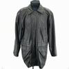 J.C. Jezequel/Genuine Lamb Leather Coat/Outerwear/L/Black/Hidden Buttons/Inner Pocket/Drawcord Waist