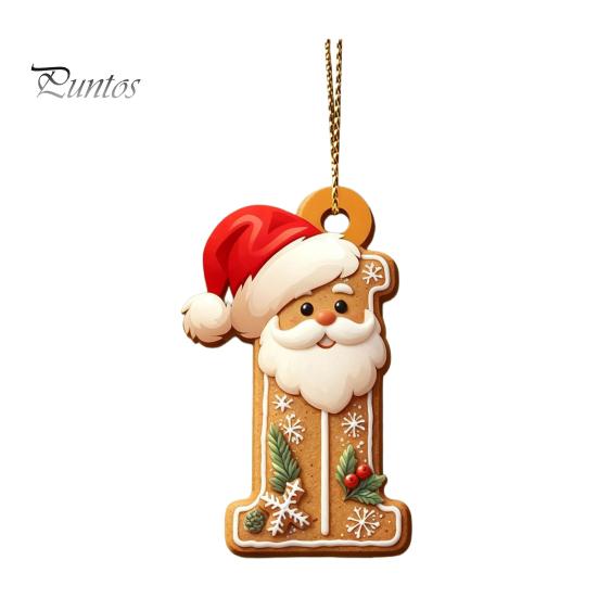 Christmas Tree Gingerbread Letter Ornaments 2D Flat Acrylic Ornaments, Pendant with Santa Claus, Personalized Alphabet Keepsake for Friends