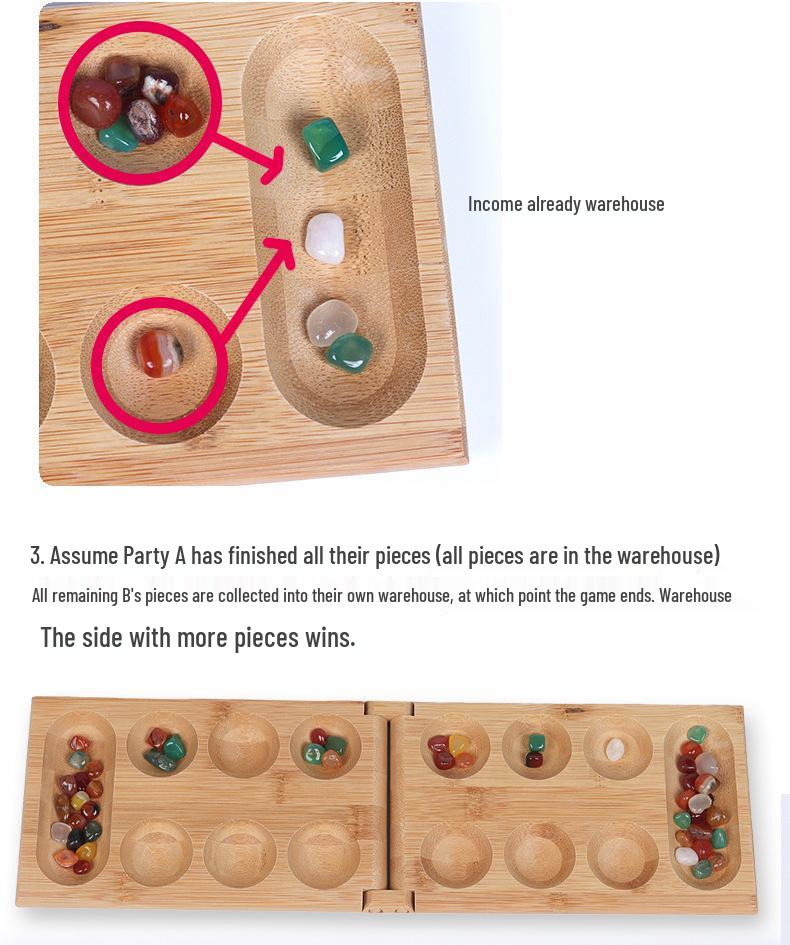 Pine Wood Gemstone Mancala Board: Educational Toy for Spatial Thinking