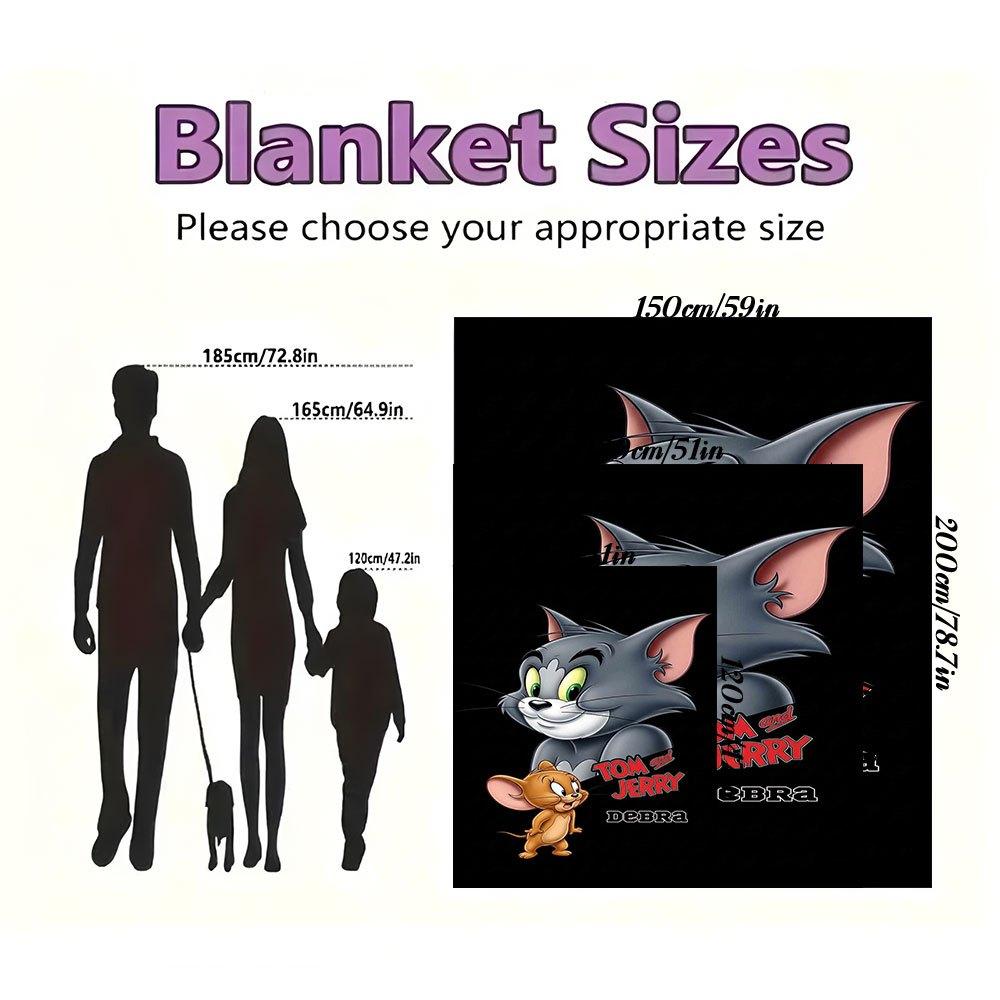 Tom and Jerry Phone WallpaperBlanket Flannel Throw Blanket for Sofa, Bed, Travel, Camping, Office