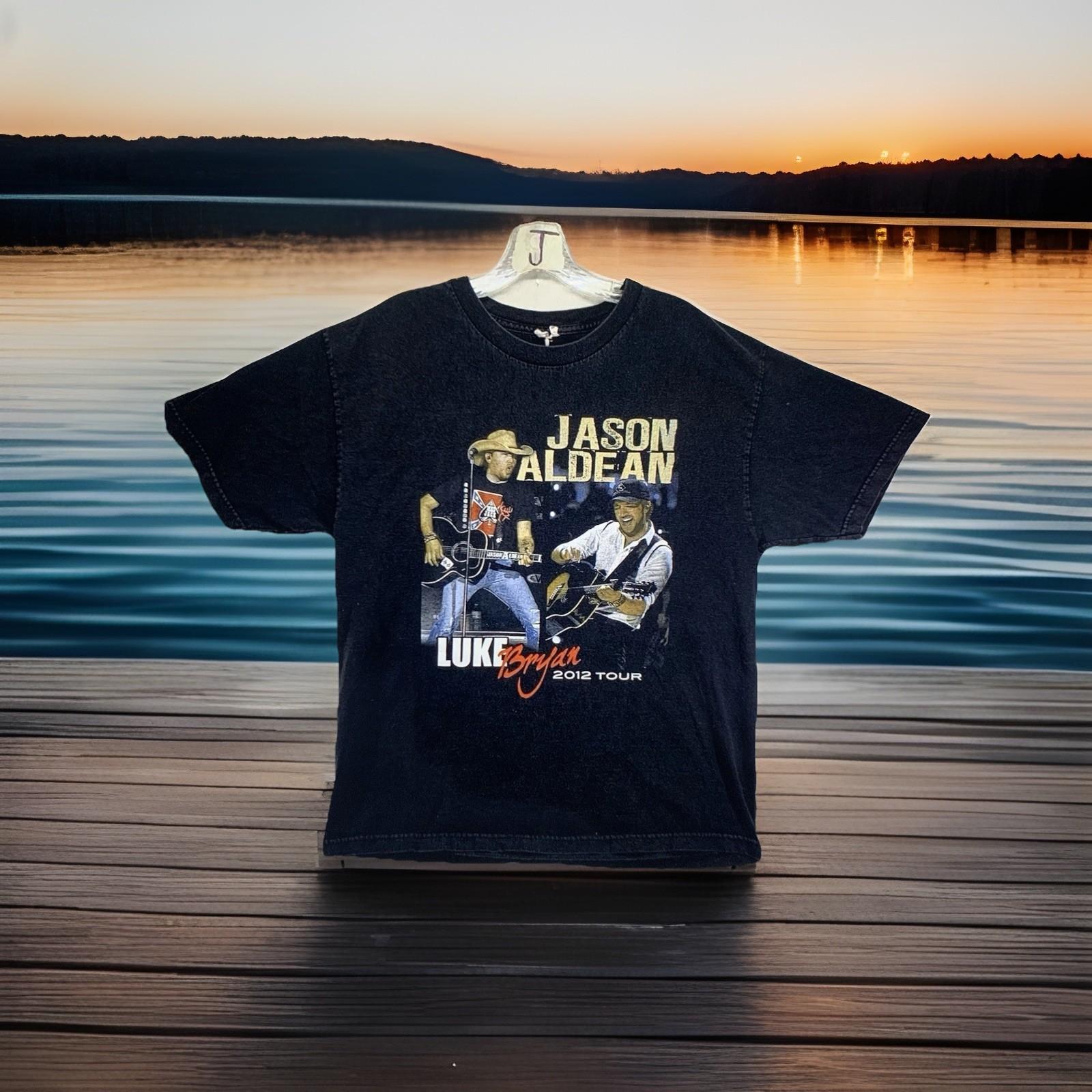Jason Aldean & Luke Bryan 2012 Tour Shirt Fade Black Adult Medium Double Sided Unisex T-Shirt XXXXL