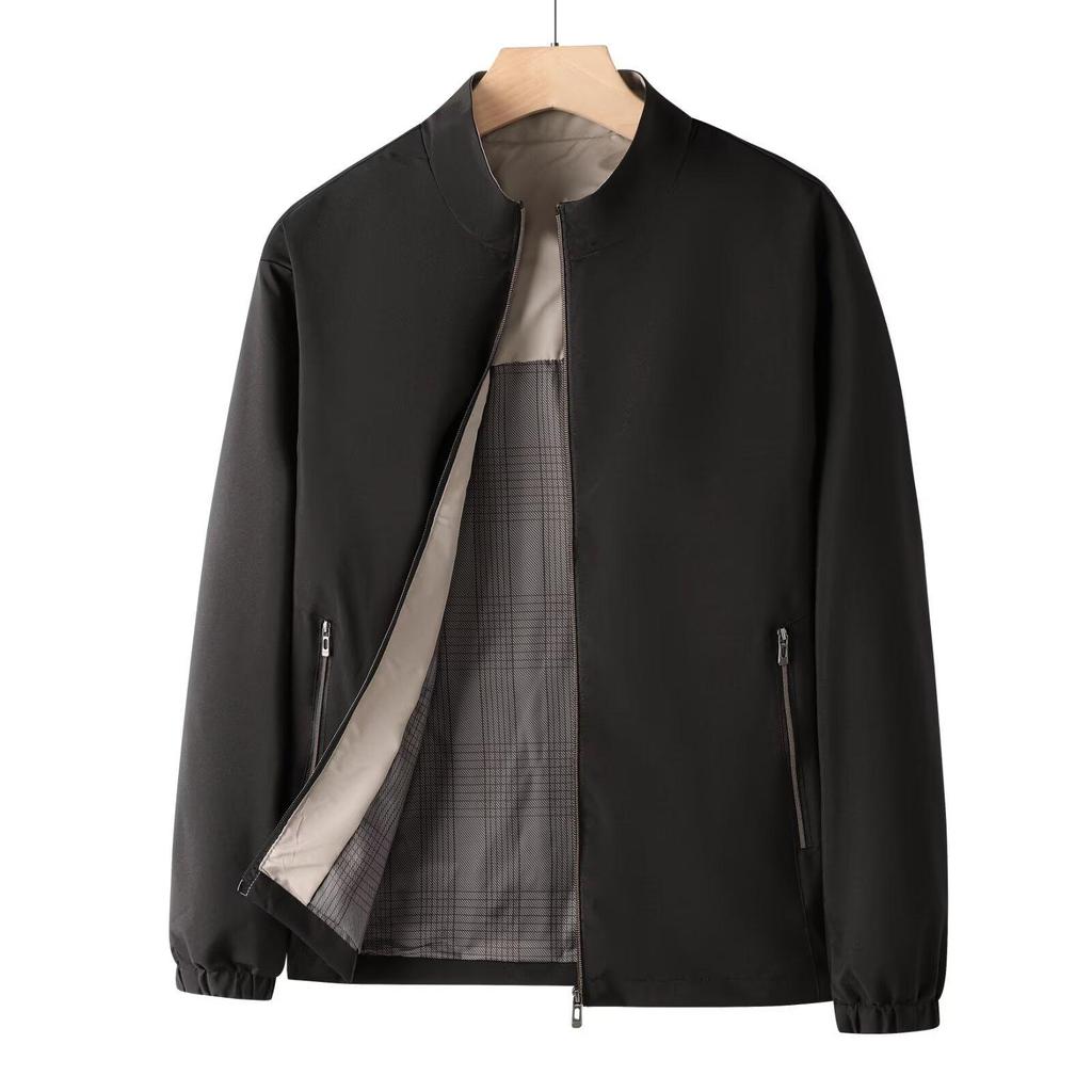 Men's Autumn Business Casual Stand Collar Jacket - Versatile Lightweight Jacket for Middle-aged and Elderly.