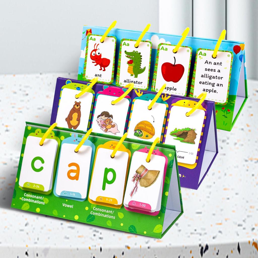 3D English Flashcards for Parent-Child Interaction - Educational Desktop Cards with Pictures and Text for Color Learning.