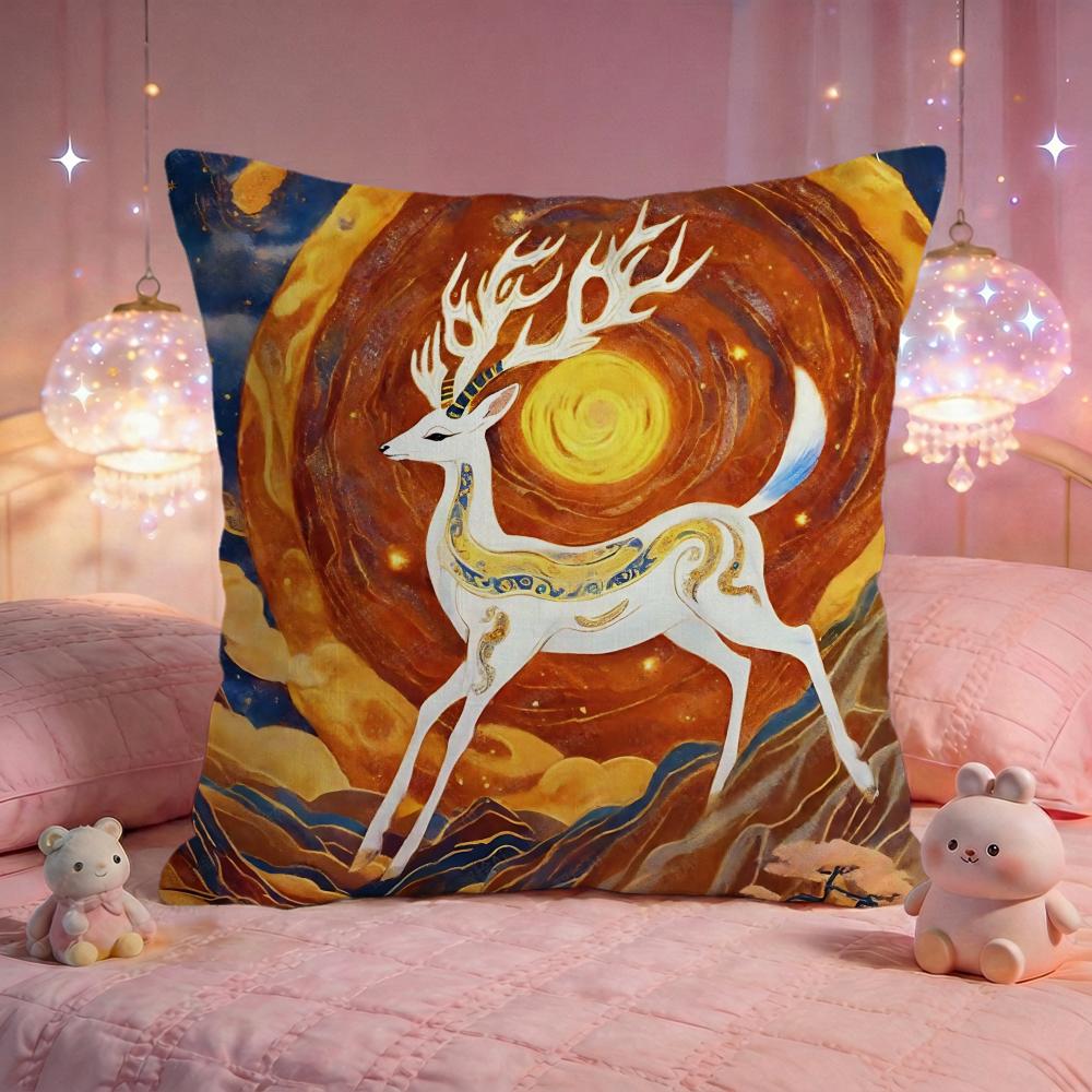 Fantasy NineColored Deer Cushion Cover Premium Comfort Reversible Pillow Cove Two in One Design for Any Room  Car Interior