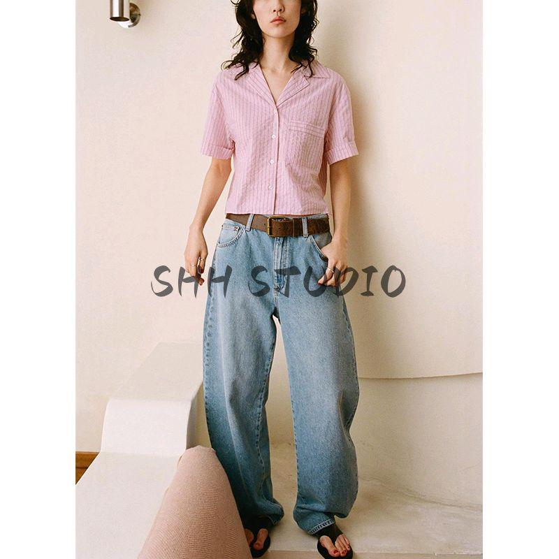 Spring and Summer New Arrival Women's Clothing Casual Shorts 6929409 Stripes Short Sleeve Casual Short Shirt 0975018