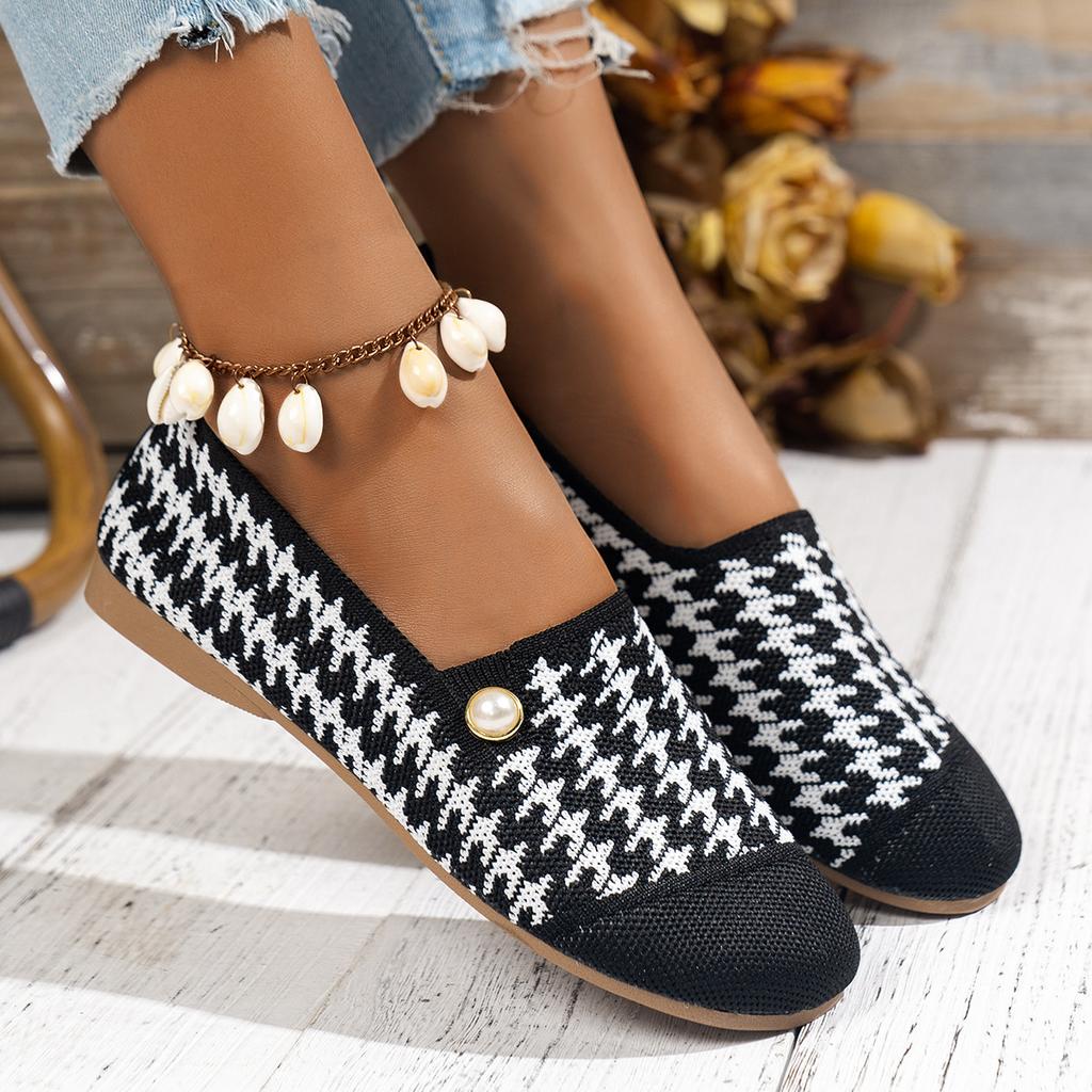 Women's Shoes Casual Sneaker Head Flat Comfortable Breathable Casual Shoes Women's Summer Shoes with Pearl Christmas