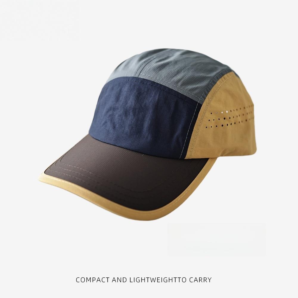 

UPF50+ Quick Dry Baseball Cap Color Block 5 Panel Hat Breathable Outdoor Sports Running Sun Protection Men Women Caps Adjustable темно-синього кольору