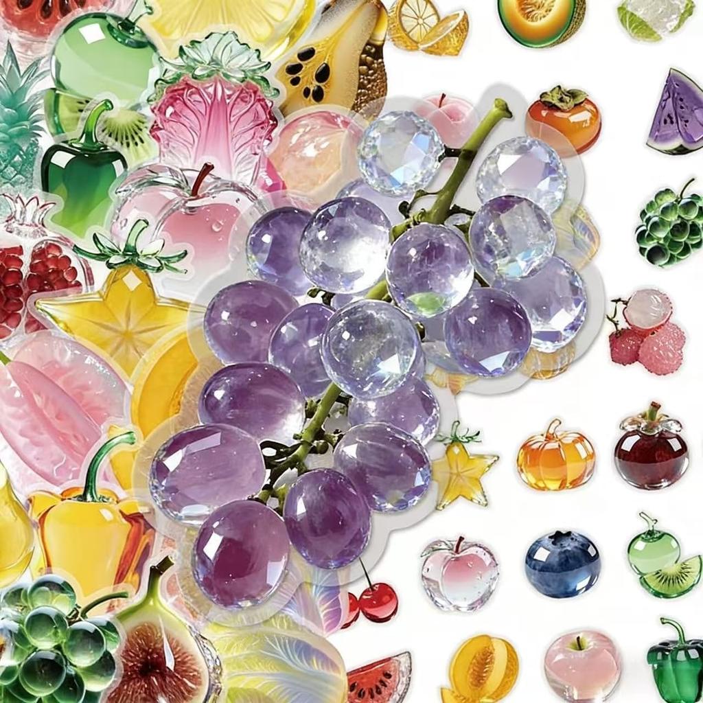 Crystal Glass Fruit Sticker Pack Colourful Decorative Stickers Assorted Fruit Designs Glossy Finish53 Pictures