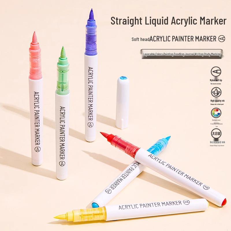 Blue Fruit Direct Liquid Acrylic Marker Pen for Kids - Large Capacity Soft Tip for Watercolor Painting