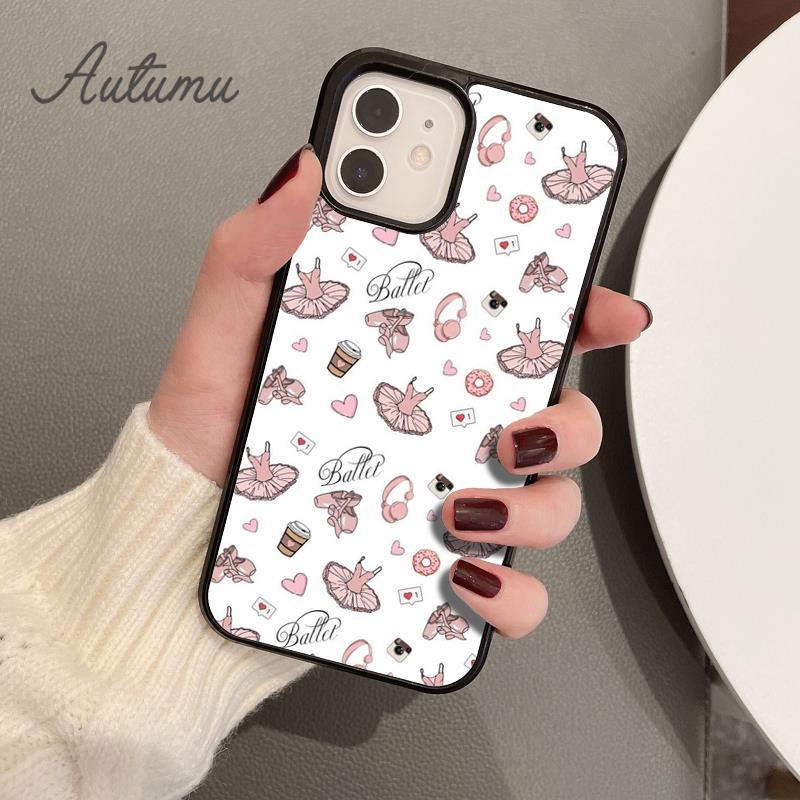 Taneční boty Ballet Ballerina Pouzdro na telefon pro iPhone 11 12 13 14 Pro Max mini X XR XS SE 2020 6S 7 8 Plus Galaxy S21 S22 shell