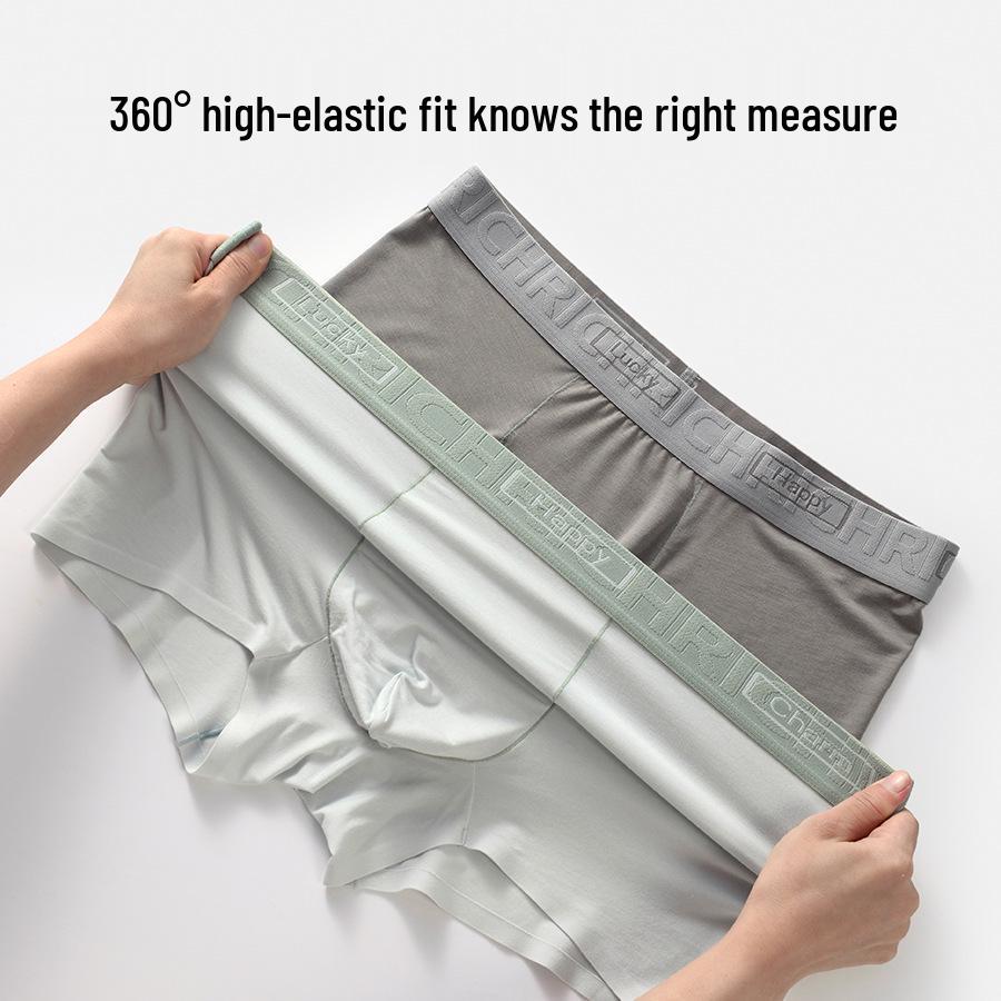 Lenzing Modal Men's Seamless Mid-Rise Boxer Briefs with Antibacterial Crotch, Skin-Friendly Fabric, One-Piece Design