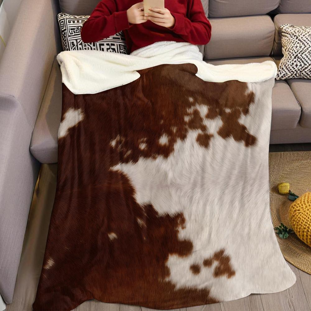 Brownish White Mottled Texture Flannel Blanket Warm Soft Halloween Christmas Couch Warm Cozy Decorative Decor For All Season