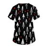 Women's Fashion V-neck Short Sleeve Workwear With Pockets Christmas Printed Tops