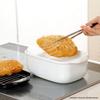Fuji Enamel Square Tempura Pot, IH Compatible, with Thermometer, Frying Net, and Tray, Light Gray, TP-20K.LG