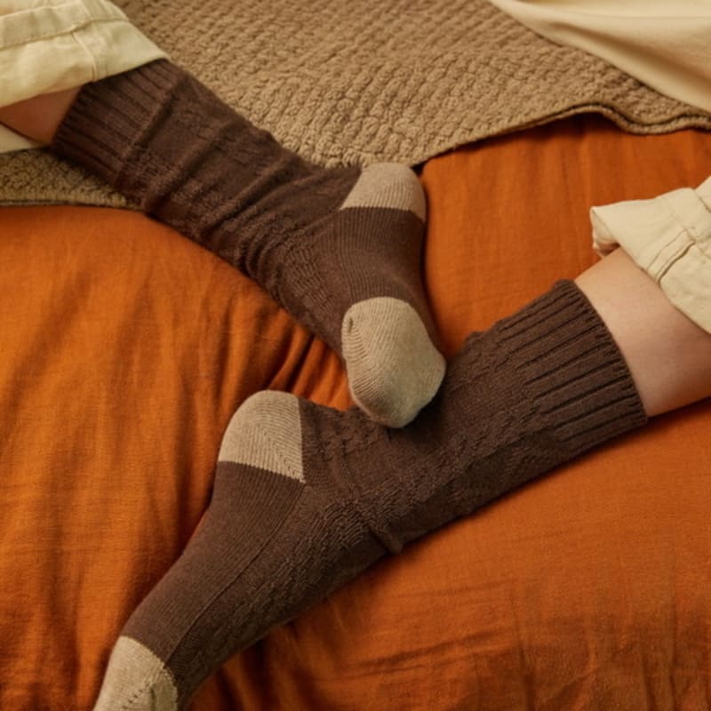 SOCKS APPEAL cable argyle melange brown