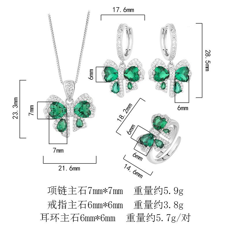 Manufacturer's Direct Of 2025 New Emerald Butterfly Set Women Fashionable Earrings Necklaces Rings Light Luxury Hair Replacement