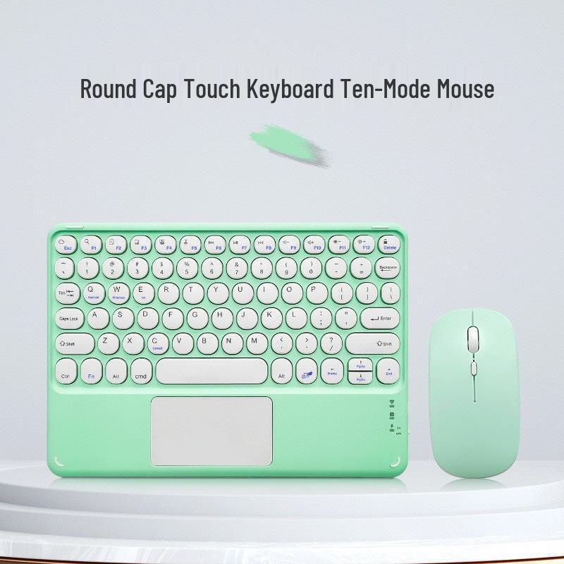 Compatible Bluetooth Keyboard with Magnetic Attachment for iPad, Huawei Phone, and Tablets - Round Key, Touch, and Wireless Charging Features