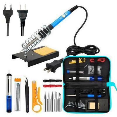 15-Piece Adjustable Temperature Electric Soldering Iron Set, 60W, 110V/220V for High-Power Repair and Welding