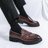 Men's Summer Slip-On Leather Loafers - Casual, Thick Sole, Height-Boosting Moccasins