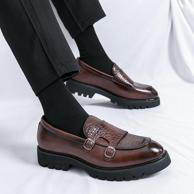 Men's Summer Slip-On Leather Loafers - Casual, Thick Sole, Height-Boosting Moccasins
